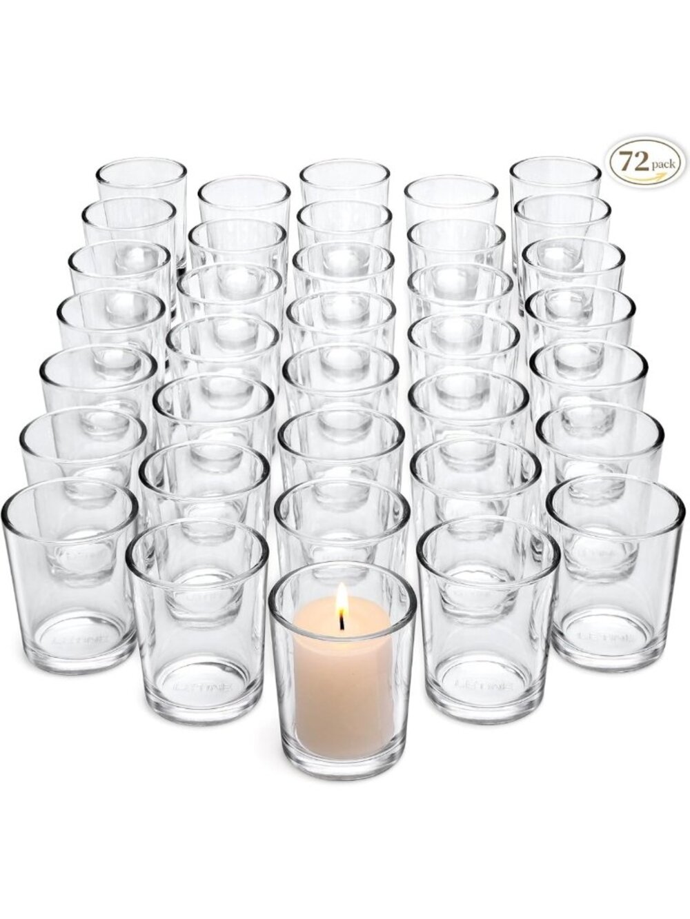 72-Pack Clear Glass Votive Candle Holders for Tea Lights - Perfect for Events